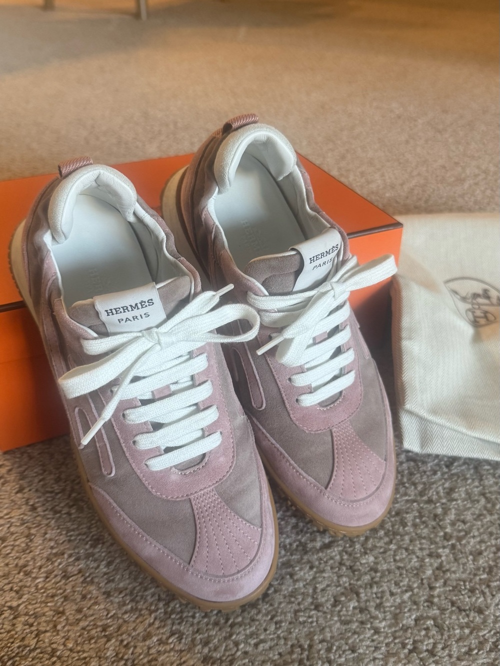 Hermes Jet Sneakers EU36.5 Pink Suede Low-Top Sneakers